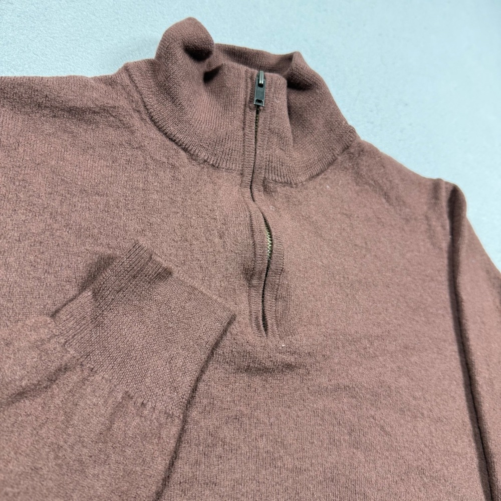 Christian Lacroix Brown 100% Extrafine Merino Wool Quarter Zip Sweater Mens L